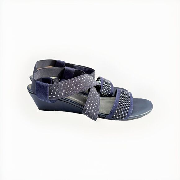 Coach and Four Navy Blue Strappy Sandals – Women’s Size 6 M - Picture 1 of 10